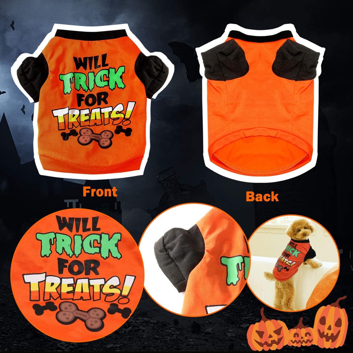 2 Pack Dog Shirts Printed Puppy Outfits Pet Costume Cute Dogs Clothing for Small Dogs and Cats Cosplay Pet Apparel, Medium