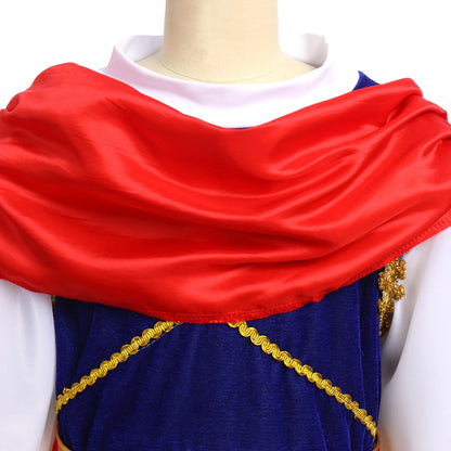 Toddler Kids Boys Prince Charming Costume Halloween Cosplay Prince Dress up Birthday Royal Prince Outfits for Child 11-12 Years Blue + Red