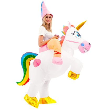 Adult Inflatable Costume, Ride-On Unicorn Inflatable Halloween Costume for Halloween Dress up Party