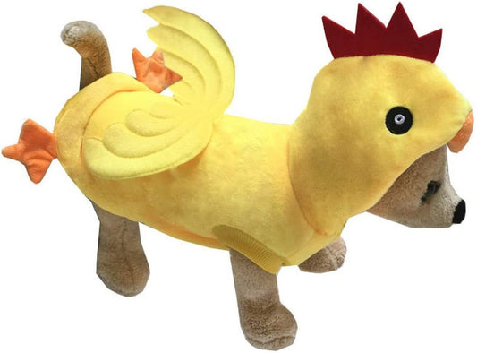 Funny Dog Chicken Costume, Pet Halloween Christmas Rooster Cosplay Dress, Adorable Cat Apparel Animal Warm Outfits Clothes(Xl Size, Yellow)