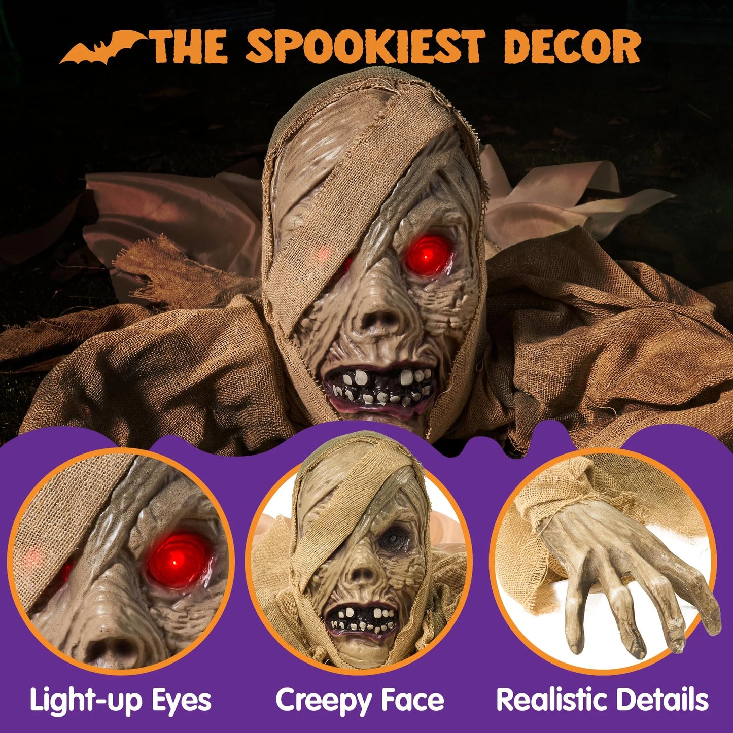 Halloween Groundbreaker Halloween Decorations Zombie with Sound and Flashing Eyes,Outdoor Scary Halloween Yard Decorations,Haunted House Decorations
