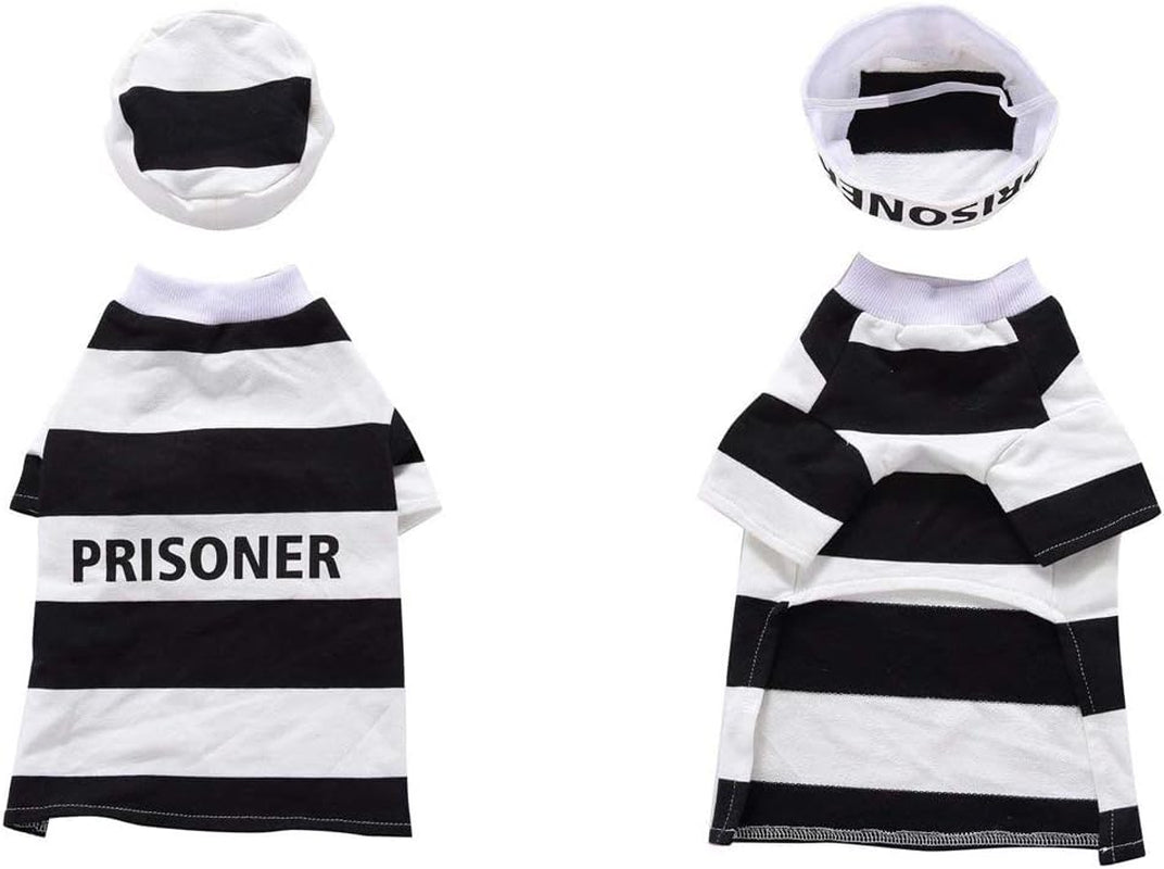 Prisoner Dog Costume - Dog Halloween Costume, Dog Cosplay Costume with Hat for Puppy Small Medium Large Dogs Special Events Funny Photo Props Accessories