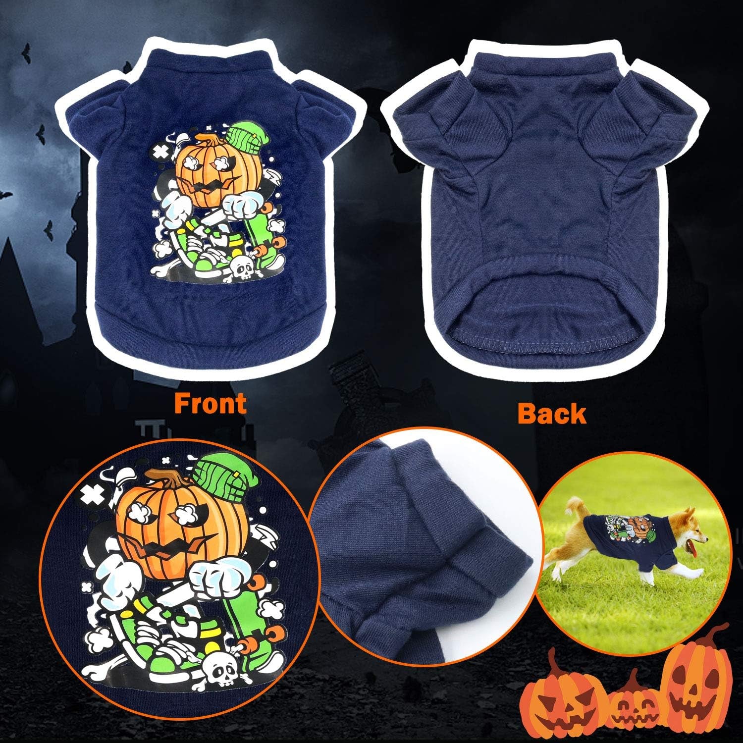 2 Pack Dog Shirts Printed Puppy Outfits Pet Costume Cute Dogs Clothing for Small Dogs and Cats Cosplay Pet Apparel, Medium