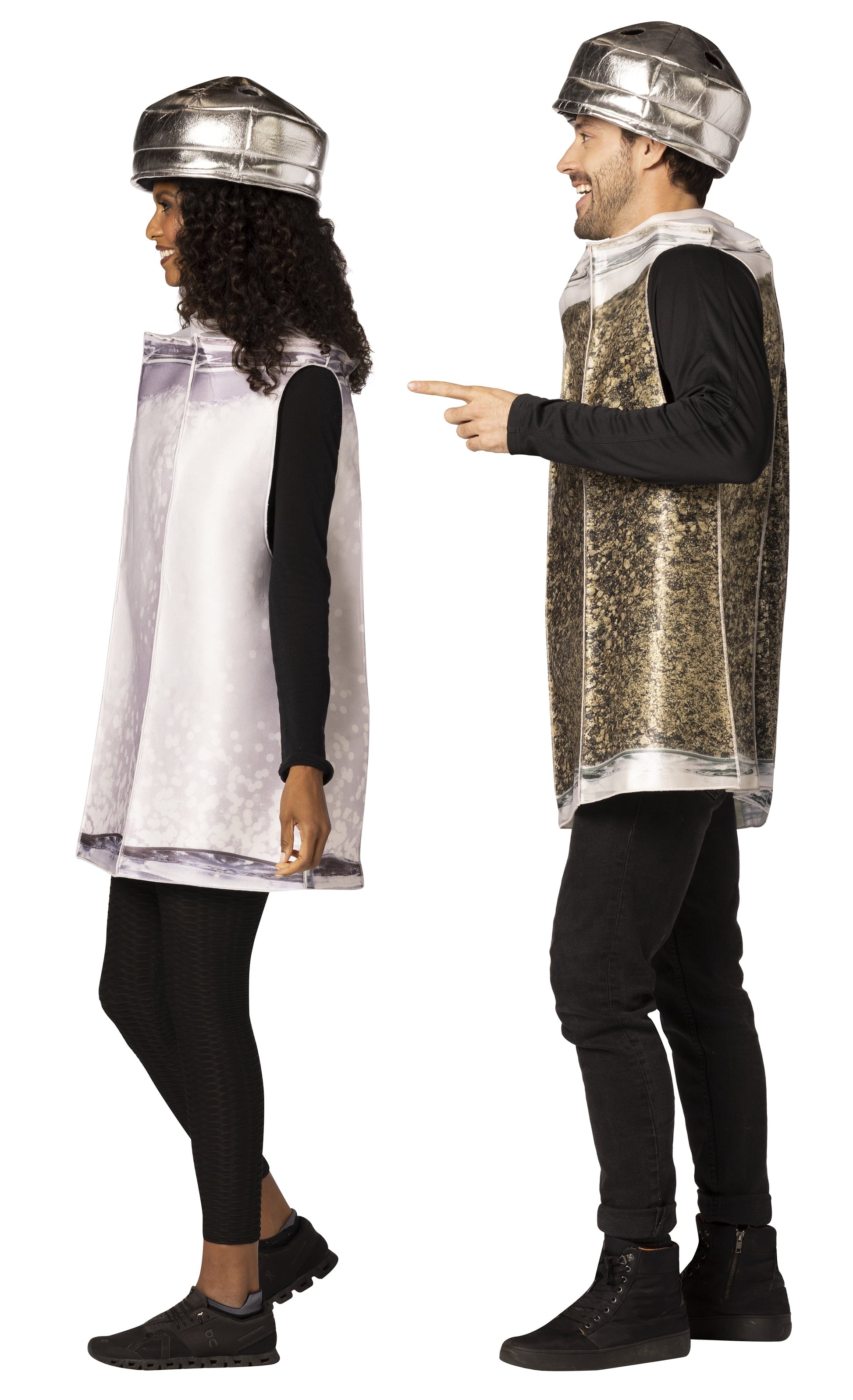 Pepper & Salt Shaker Couple Halloween Costume, White & Black, Adult One Size, 10379