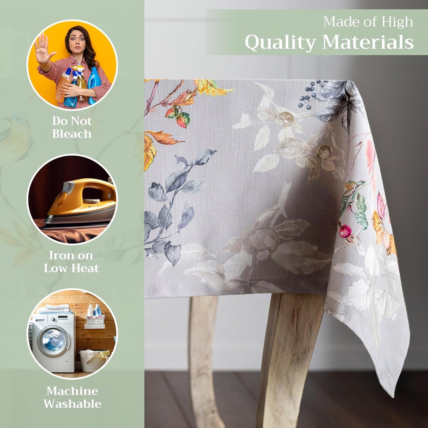 Table Cloth Rectangle Table 100% Cotton 54 X 72 Inches Tablecloth Reusable Decorative Everyday Use for Dining Room, Farmhouse, Home, Party, Festive & Wedding - Equinoxe - Grey