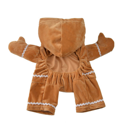 Pet Dog and Cat Gingerbread Costume Pet Cute Hooded Jumpsuit Christmas Cosplay Clothes Outfit for Pets Party Decoration Supplies