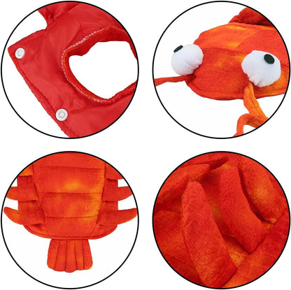 Dog Lobster Costume Pet Halloween Christmas Cosplay Costumes Funny Puppy Cat Winter Coat Hoodie Outfits Sweater Clothes (S)