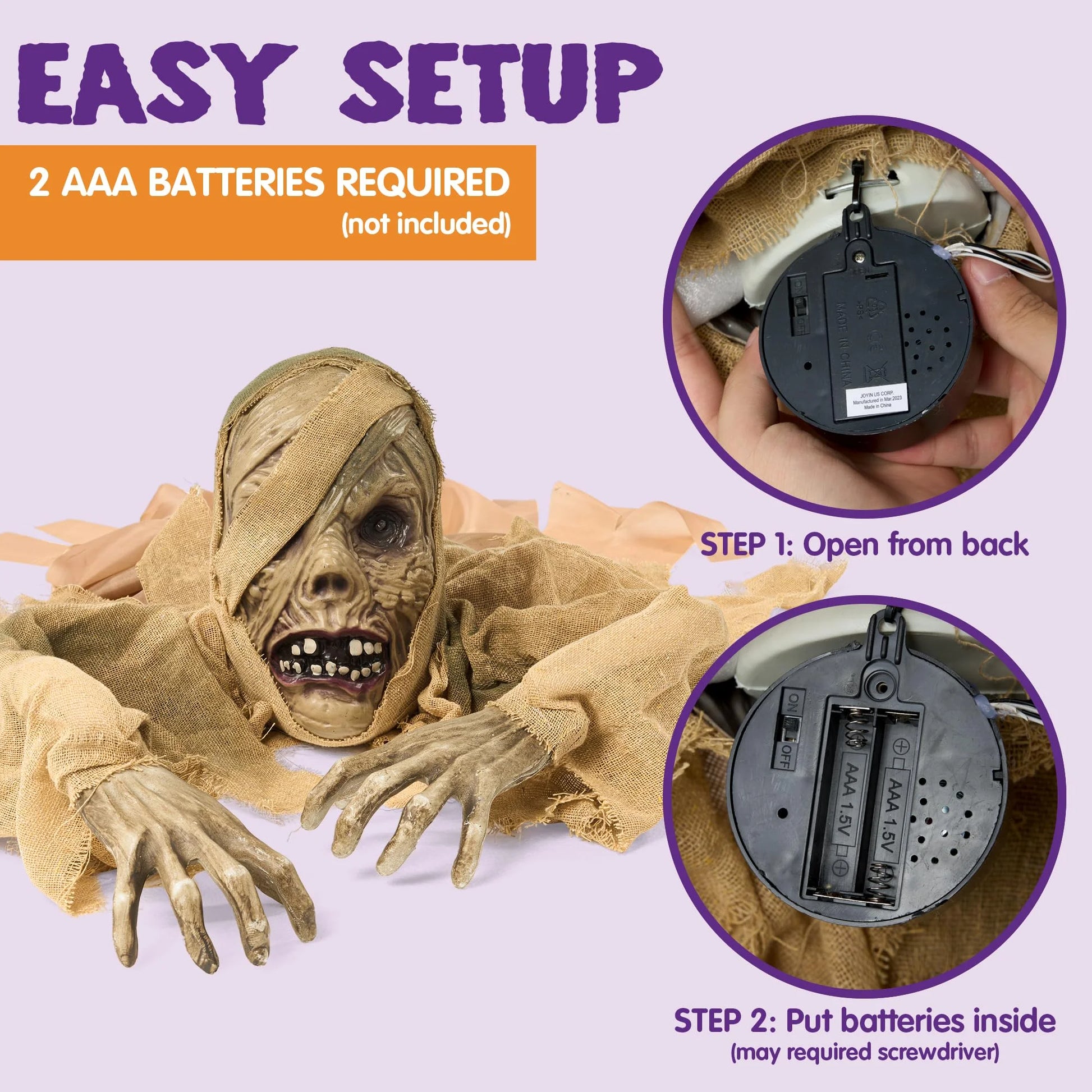 Halloween Groundbreaker Halloween Decorations Zombie with Sound and Flashing Eyes,Outdoor Scary Halloween Yard Decorations,Haunted House Decorations