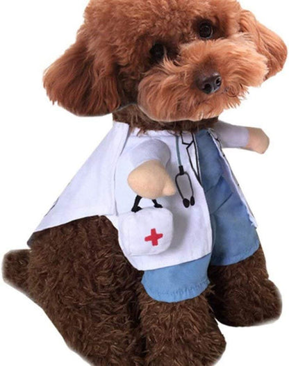 Cat Dog Costume Pet Doctor Nurse Clothing Outfit Apparel Uniform Halloween Jeans (L)