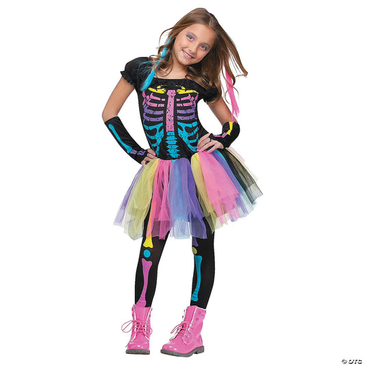 Funky Punky Bones Skeleton Girl'S Halloween Fancy-Dress Costume, for Child
