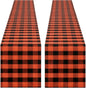 Buffalo Plaid Table Runner 2 Packs 13X84 Inch Orange and Black Checkered Cotton Runner for Christmas Gatherings Indoor Party Decorations