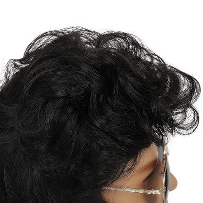 Mullet Wig Mens Black Long Curly Wigs Hair 70S 80S Male Wig Halloween Costumes Punk Rocker Wigs
