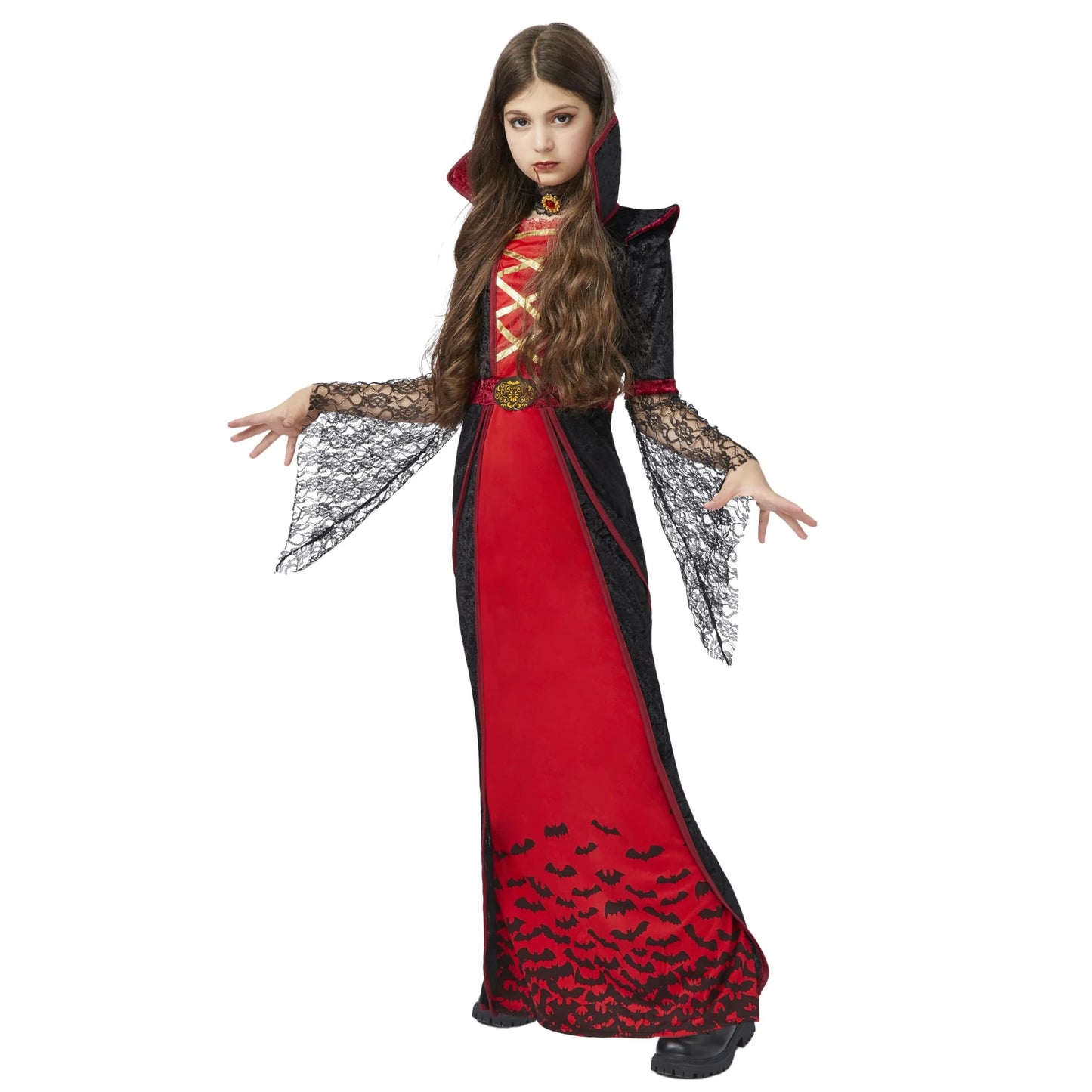 Royal Vampire Costume for Girls, Halloween Gothic Victorian Vampiress Queen Costume for Fancy Party Dress up Cosplay