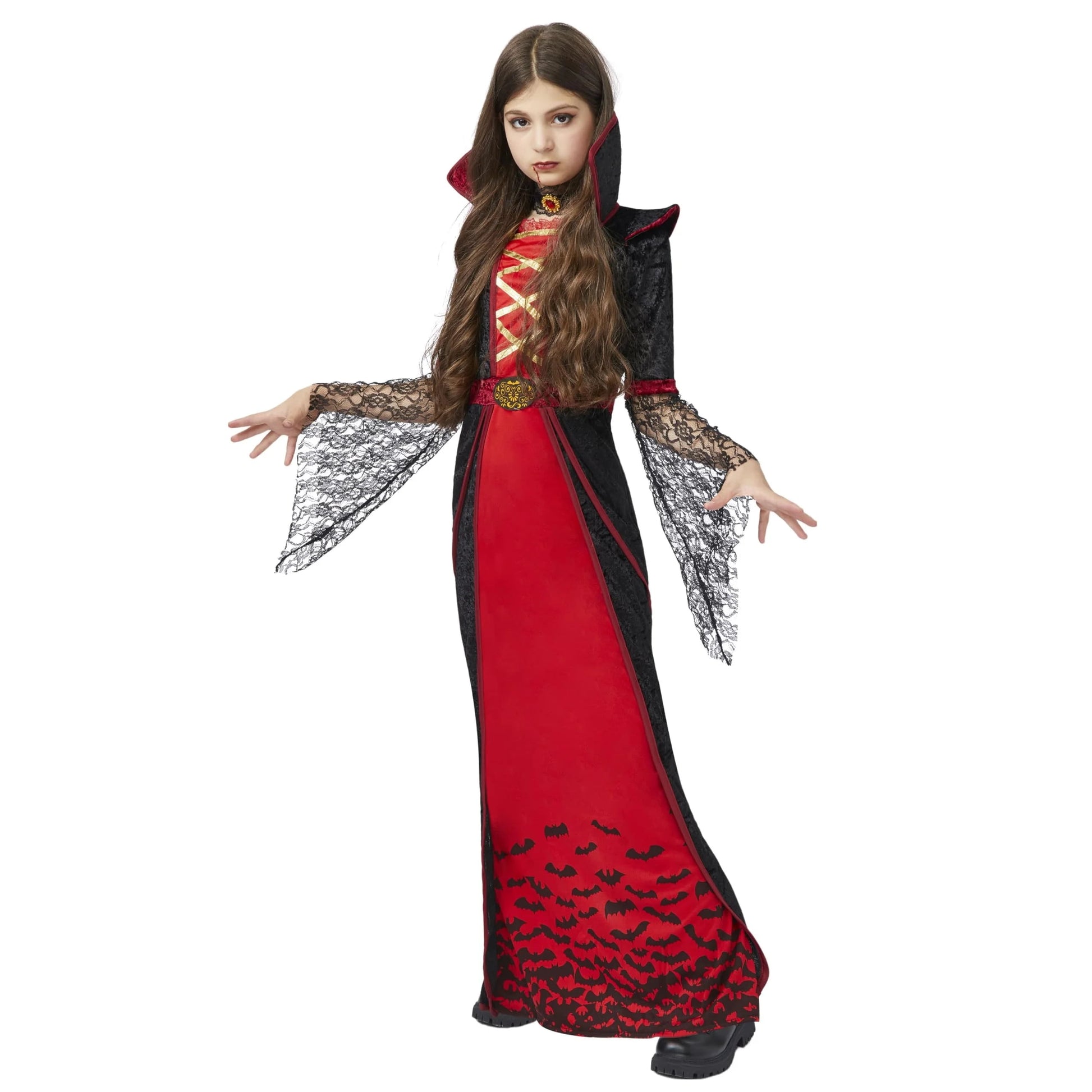 Royal Vampire Costume for Girls, Halloween Gothic Victorian Vampiress Queen Costume for Fancy Party Dress up Cosplay