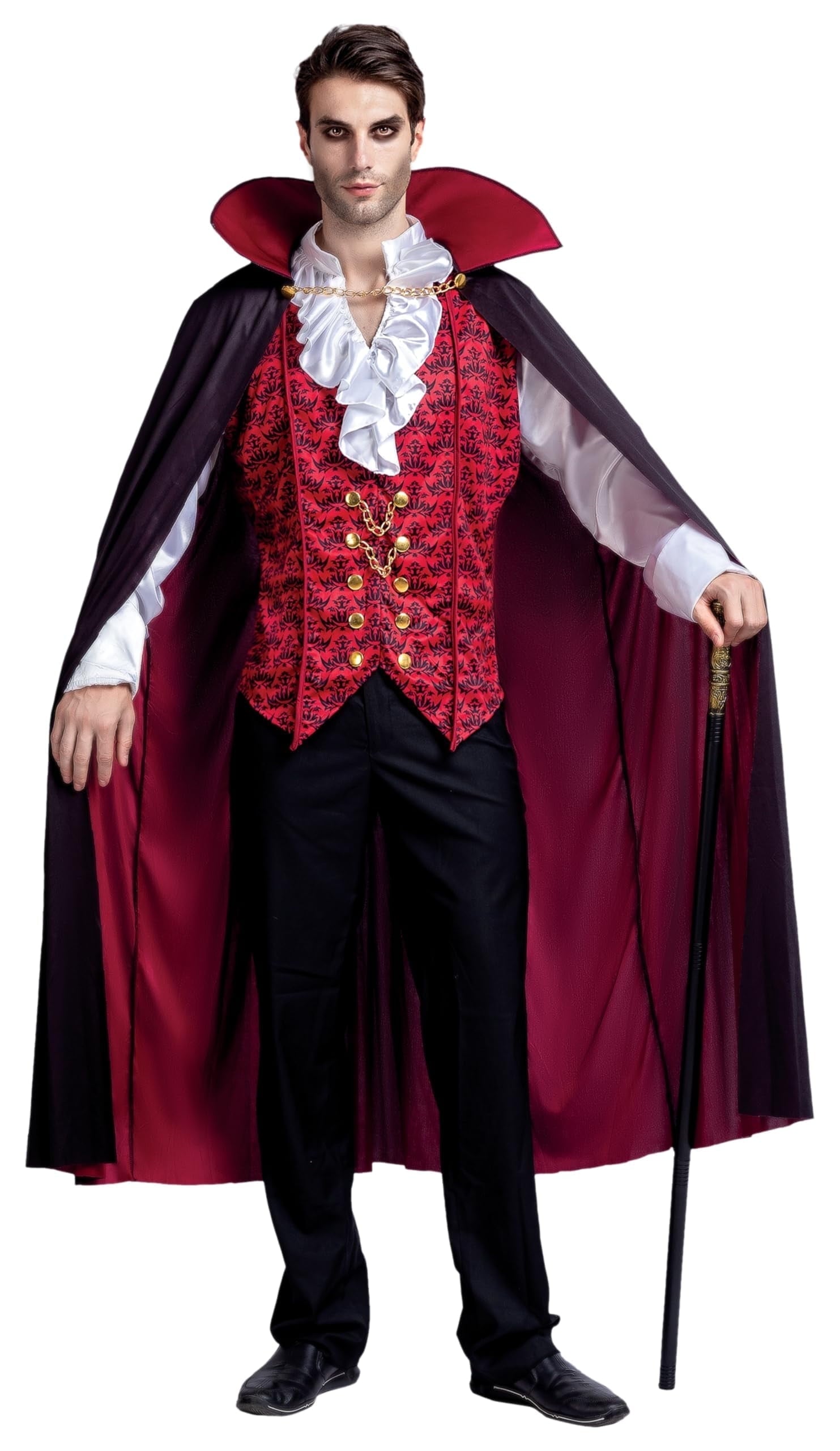 Halloween Vampire Costume Set for Adult Halloween Men'S Vampire Cape, Medieval Costume Party Fancy Dress-Up