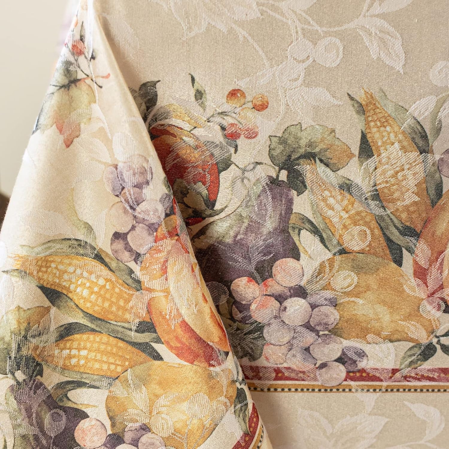 Jubilee Printed Jacquard Fabric Table Cloth, Fall, Harvest, and Thanksgiving Tablecloth (Jubilee, 60" X 84" Rectangular)