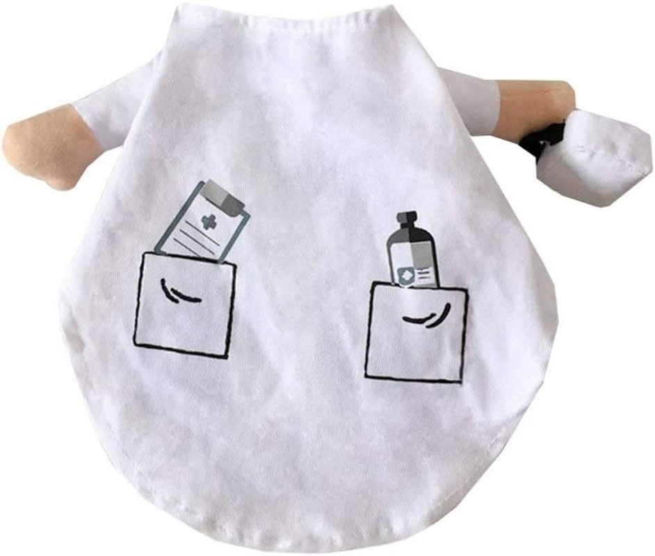 Cat Dog Costume Pet Doctor Nurse Clothing Outfit Apparel Uniform Halloween Jeans (L)