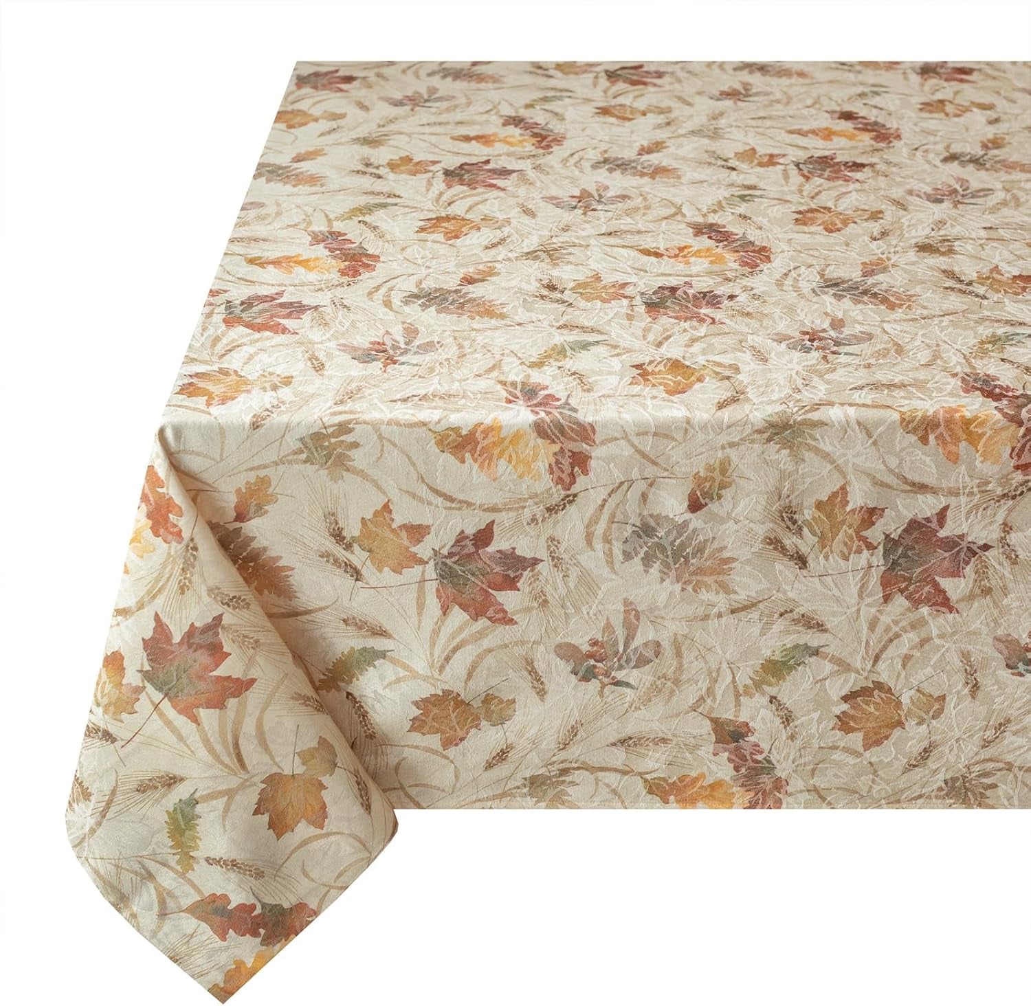 Autumn Jacquard Printed Fabric Tablecloth for Fall, Harvest, and Thanksgiving Table Cloth (Natures Leaves, 60" X 140" Rectangular)