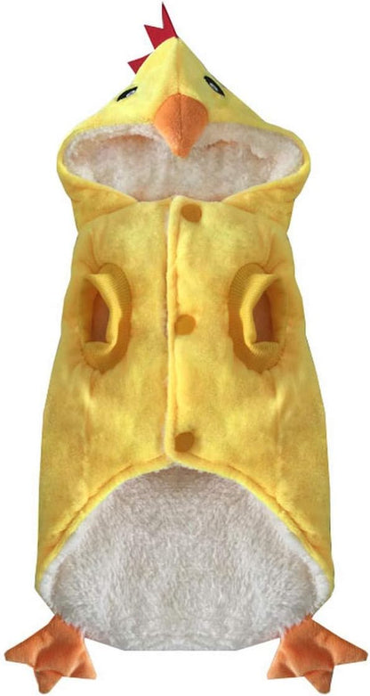 Funny Dog Chicken Costume, Pet Halloween Christmas Rooster Cosplay Dress, Adorable Cat Apparel Animal Warm Outfits Clothes(Xl Size, Yellow)