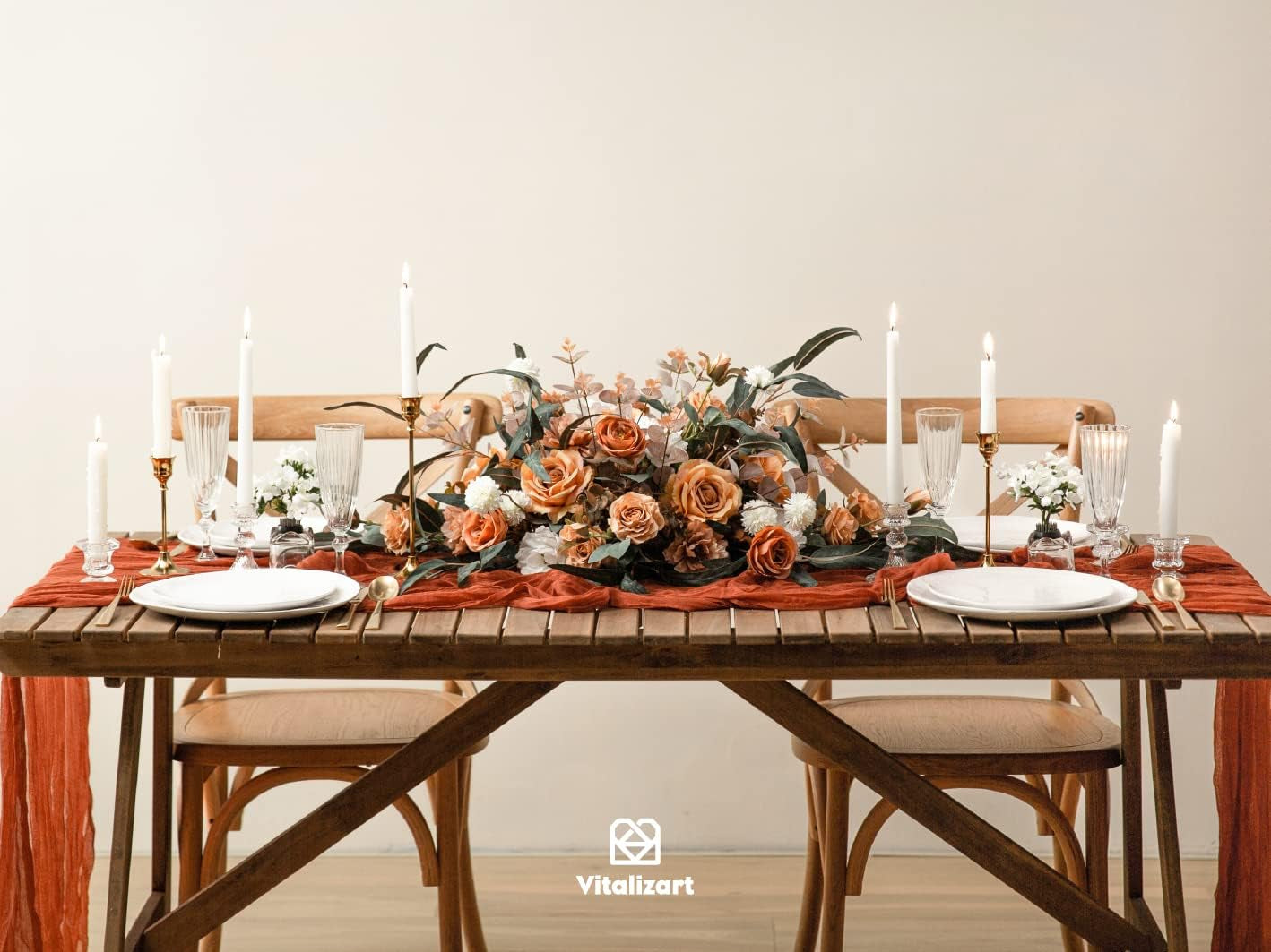 Terracotta Cheesecloth Table Runner 10 Ft Gauze Boho Rustic Fall Table Runner for Thanskgiving Wedding Decor Bridal Shower 120 Inches Burnt Orange