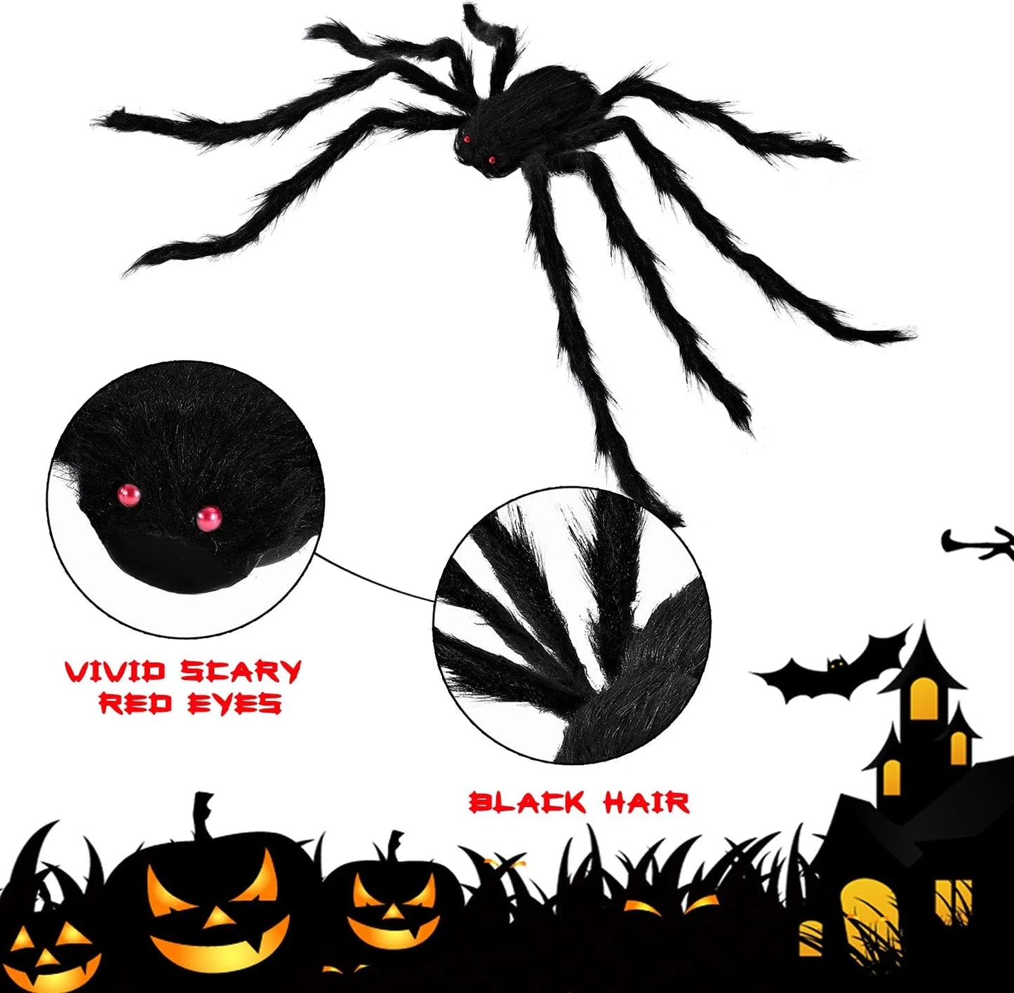5 Pack Giant Spider Halloween Decorations,Scary Spider Halloween Decorations Outdoor Party Decorations Props Halloween Yard Decorations,Black