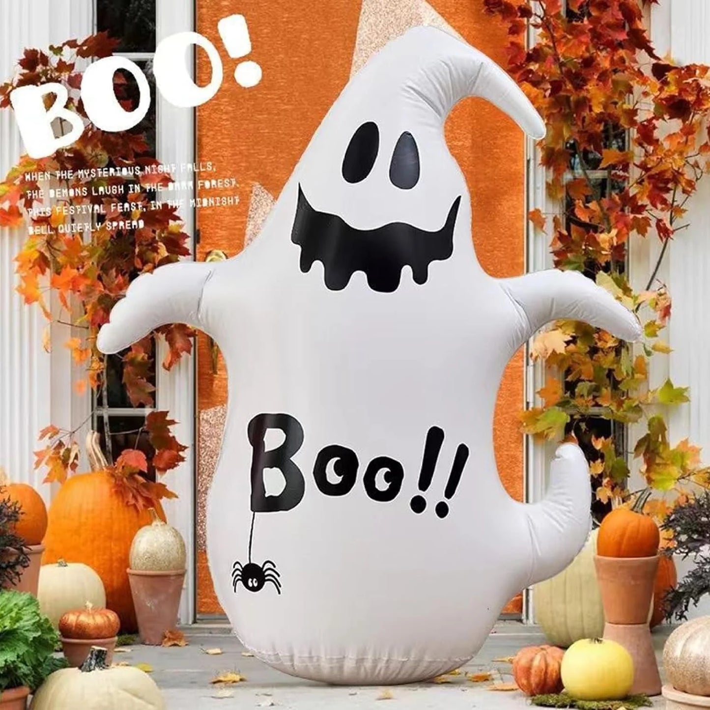4 FT Halloween Inflatable Ghost Outdoor Decoration, PVC Blow up Yard Decoration Ghost for Garden Lawn Indoor Party Decor