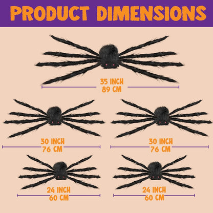 5 Pack Giant Spider Halloween Decorations,Scary Spider Halloween Decorations Outdoor Party Decorations Props Halloween Yard Decorations,Black