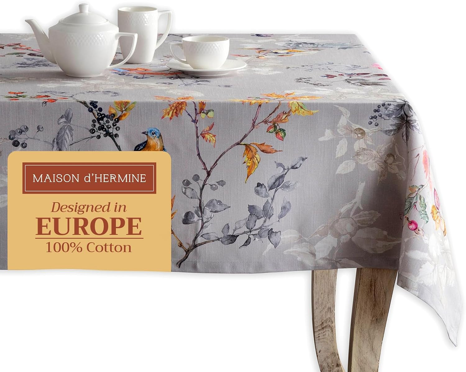 Table Cloth Rectangle Table 100% Cotton 54 X 72 Inches Tablecloth Reusable Decorative Everyday Use for Dining Room, Farmhouse, Home, Party, Festive & Wedding - Equinoxe - Grey