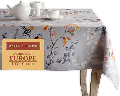 Table Cloth Rectangle Table 100% Cotton 54 X 72 Inches Tablecloth Reusable Decorative Everyday Use for Dining Room, Farmhouse, Home, Party, Festive & Wedding - Equinoxe - Grey