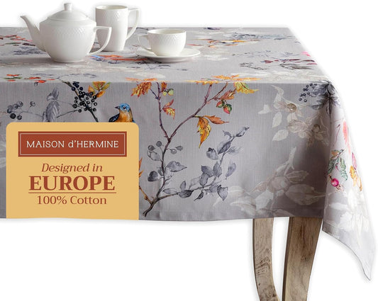 Table Cloth Rectangle Table 100% Cotton 54 X 72 Inches Tablecloth Reusable Decorative Everyday Use for Dining Room, Farmhouse, Home, Party, Festive & Wedding - Equinoxe - Grey