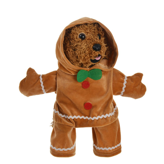 Pet Dog and Cat Gingerbread Costume Pet Cute Hooded Jumpsuit Christmas Cosplay Clothes Outfit for Pets Party Decoration Supplies