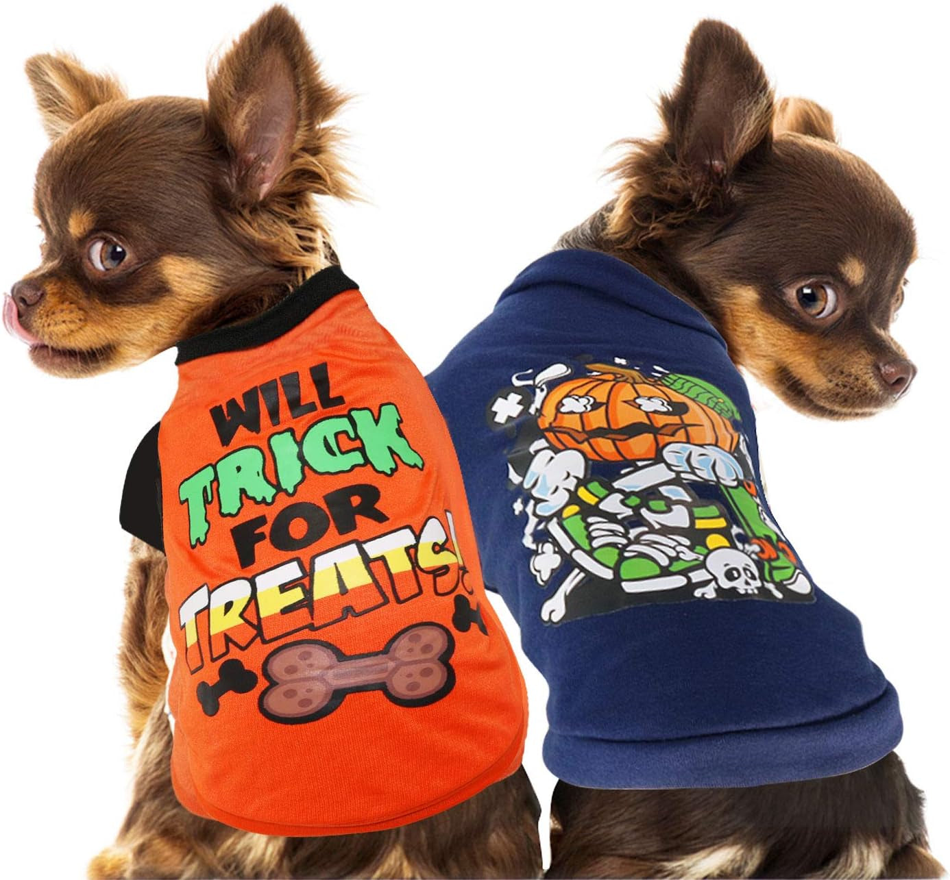 2 Pack Dog Shirts Printed Puppy Outfits Pet Costume Cute Dogs Clothing for Small Dogs and Cats Cosplay Pet Apparel, Medium