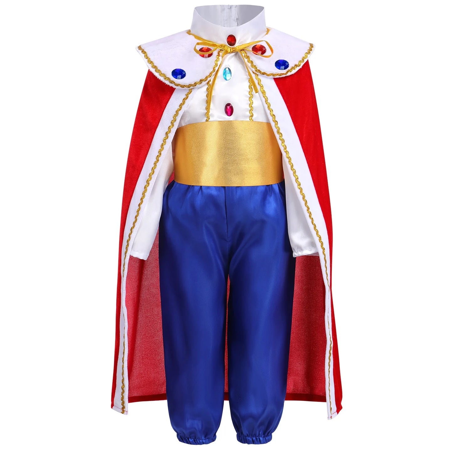 Toddler Kids Boys Prince Charming Costume Halloween Cosplay Prince Dress up Birthday Royal Prince Outfits for Child 9-10 Years White + Red