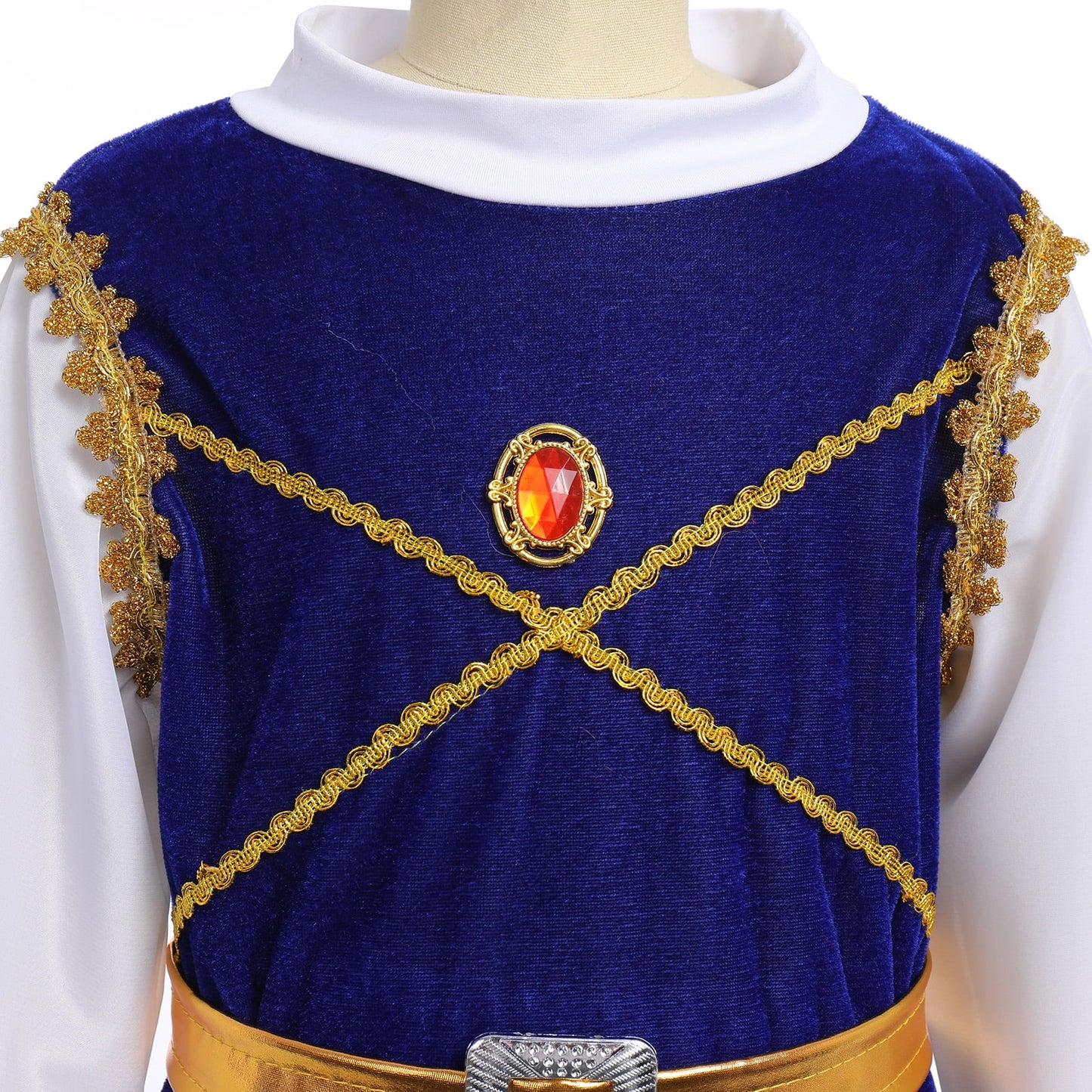 Toddler Kids Boys Prince Charming Costume Halloween Cosplay Prince Dress up Birthday Royal Prince Outfits for Child 11-12 Years Blue + Red