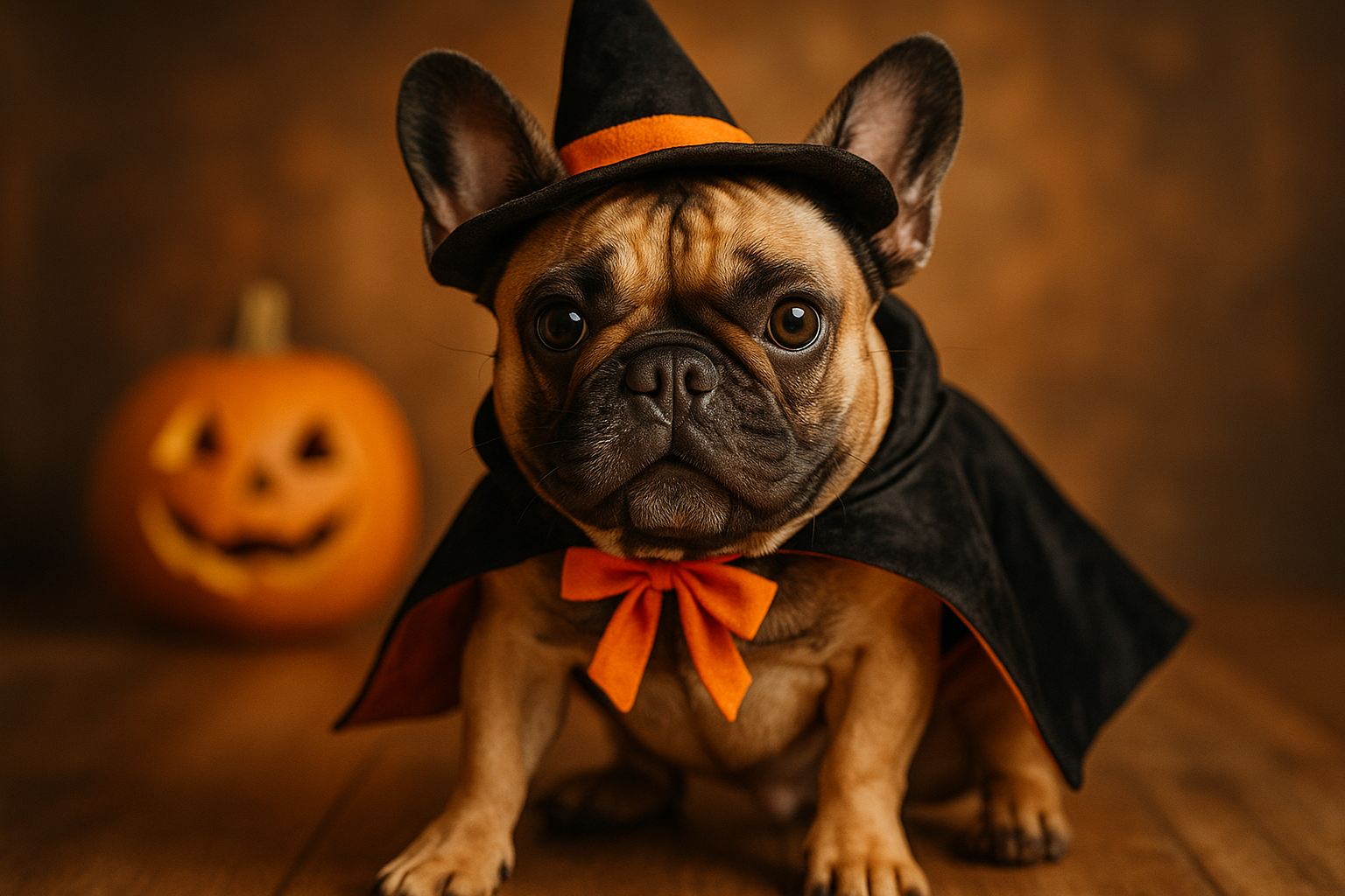 French bulldog in funny halloween costume